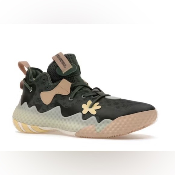 NWT Adidas Harden Vol 6 Basketball Shoes in Green Oxide Monogram Kids Size 4